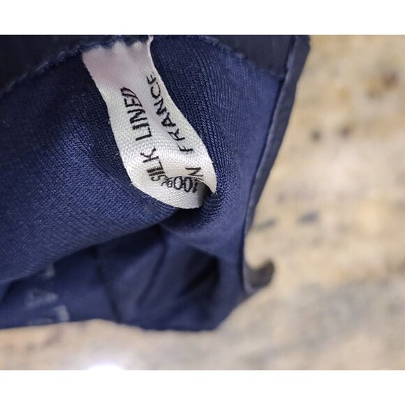 New? Vintage Size S 6.5 Navy Blue Soft Leather Silk Lined Formal 8" Gloves Franc - Picture 12 of 16